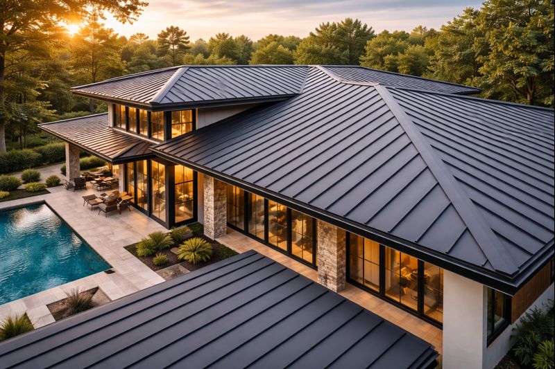 Modern metal roofing installation on residential home