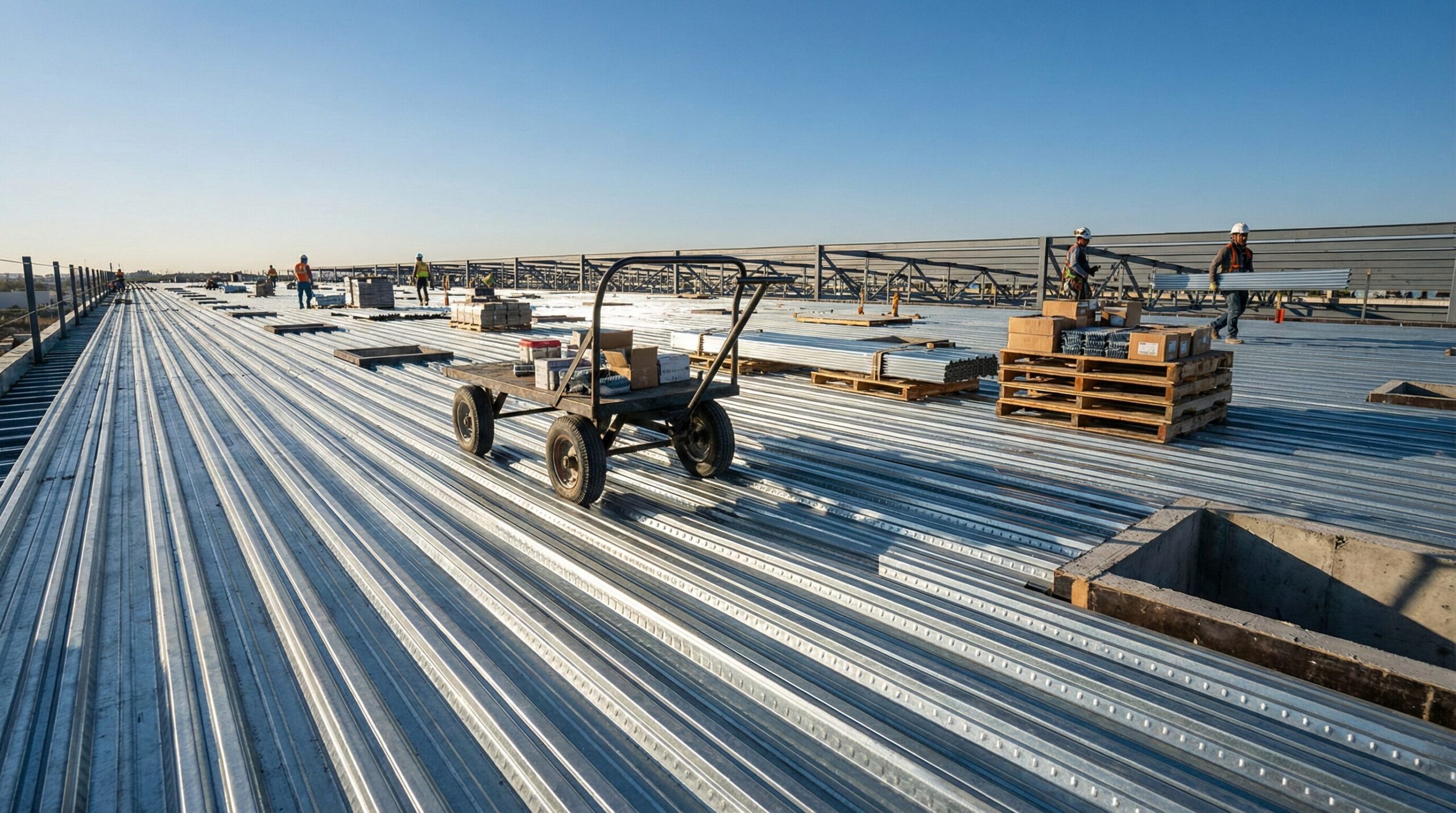 Modern metal roofing installation on residential home