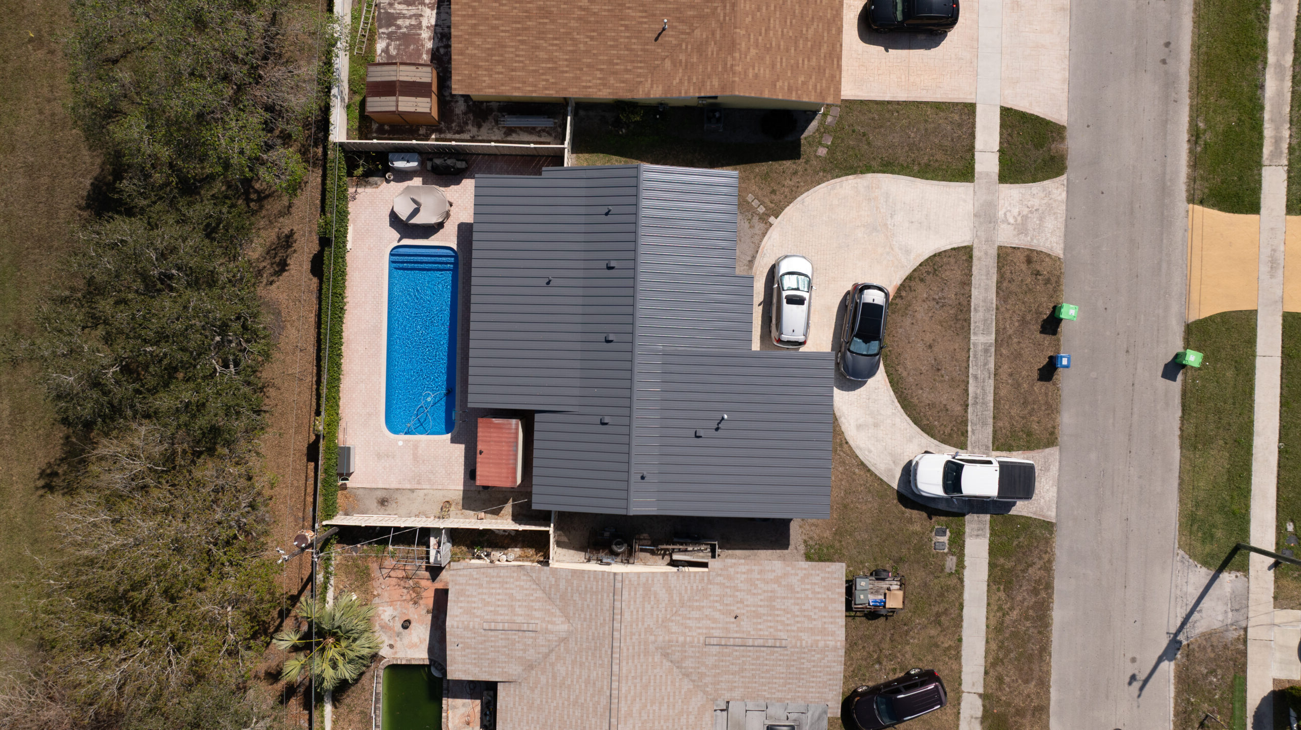 Modern metal roofing installation on residential home